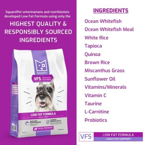 Veterinarian Formulated Solutions Low Fat Content Lean Whitefish, Highly Digestible, Dry Dog Food 22lbs