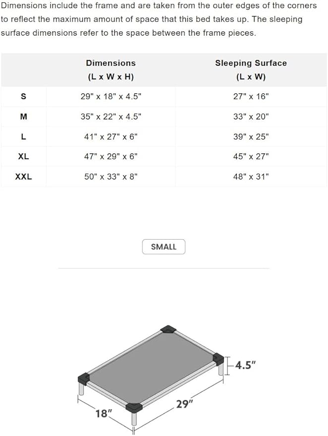 K9 Ballistics Chew Proof Elevated Cooling Dog Bed - Made for Aggressive Chewers, Virtually Indestructible, Ripstop Fabric with No Padding, Pre-Assembled - Small, Seasonal (Old) Black