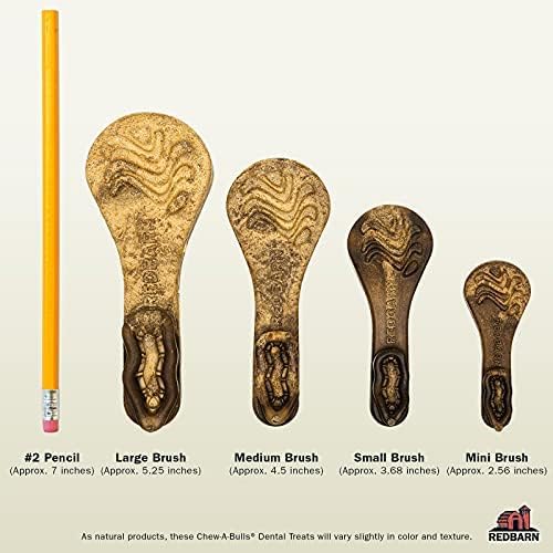 Redbarn Chew-A-Bulls, 6 Pack – Large Brush Shape Dog Dental Treats – Daily Oral Care with Fun Ridges & Grooves, All Natural Ingredients, Highly Digestible Chews & Low in Fat