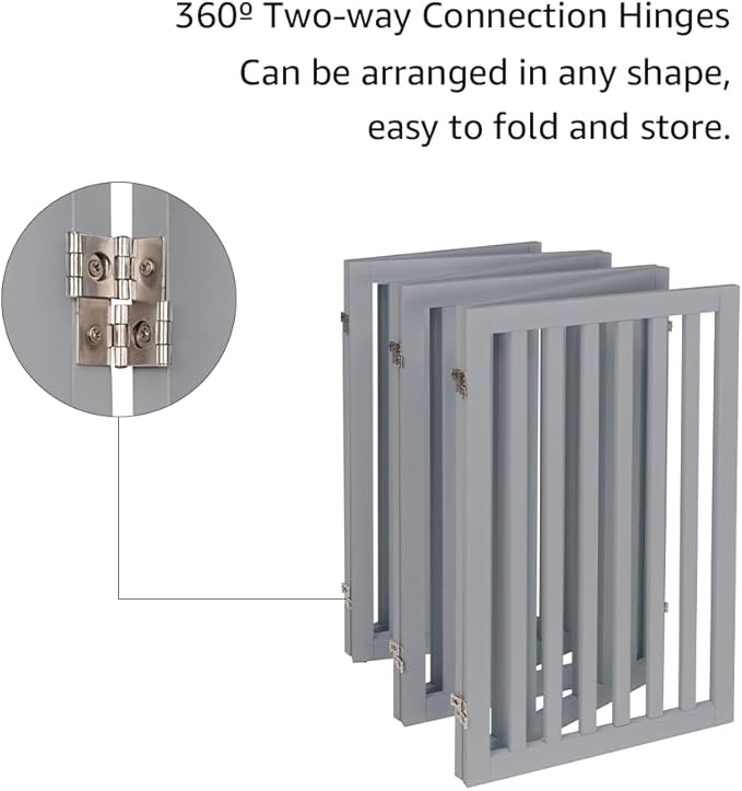 unipaws 120" Extra Wide Pet Gate, Free Standing Dog Gate for Doorways, Stairs, Foldable Gate & Room Divider, Wooden Puppy Playpen, Expandable Barrier for The House, Indoor Use (36" H, Grey)