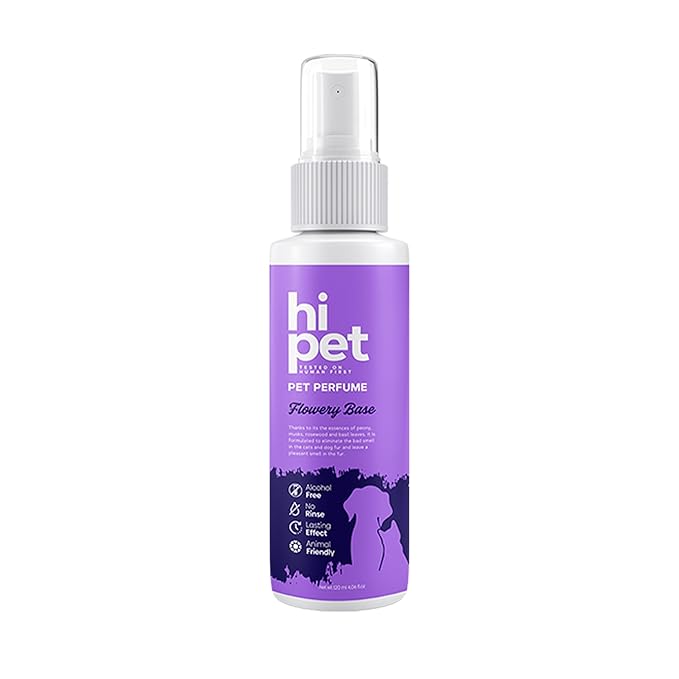 Hi Pet Flowery Base Pet Perfume, Cat & Dog Perfume Spray Long Lasting, Cat and Dog Cologne to Soften, Shine, Refresh the Coat, 4.06 Fl Oz (Pack of 1)