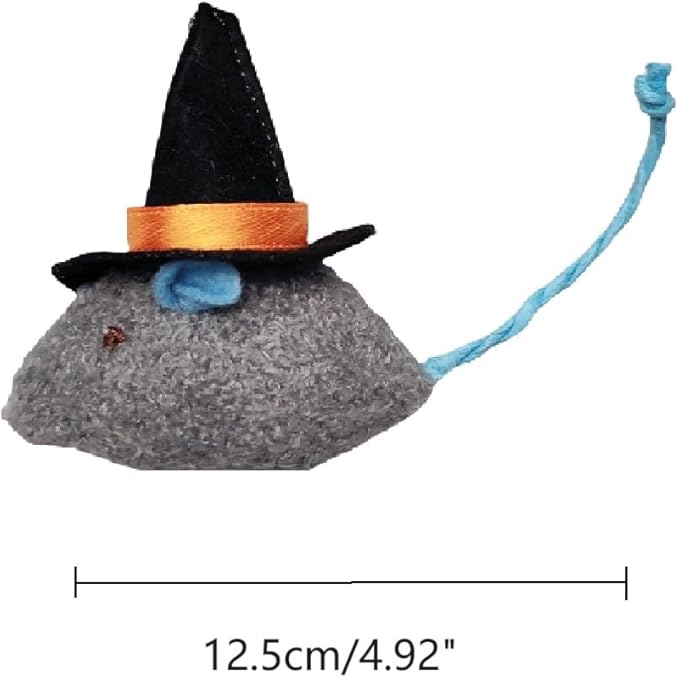 6 Packs Cat Toys Interactive Toy Witch Magic Hat Costume Plush Mouse Shaped Catnip Toys