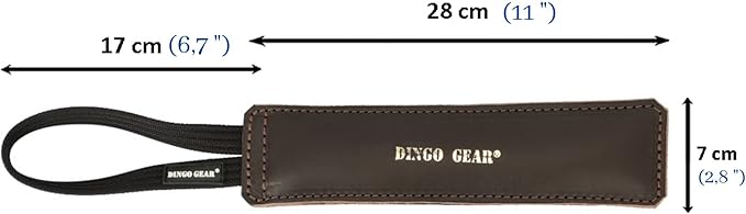 Dingo Gear Brown Grain Leather Dog Toy for bite Training, Handmade for Strong Dogs, 11in 0.16 kg