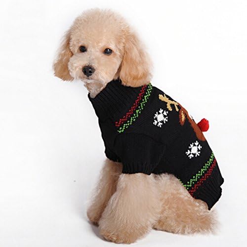 Mikayoo Dog Christmas Sweater - Cat Holiday Sweaters, Legless Design Keep Warm and Move Freely, Holiday Festive Sweater for Small Dogs or Cats (Black Deer S)