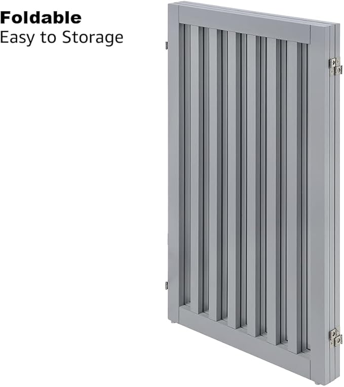 unipaws 36" H Free Standing Pet Gate for Dog Cat, Tall Wooden Dog Gates for Doorway, Stairs, Foldable Pet Fence for The House, Expandable Barrier, Indoor Use, Grey