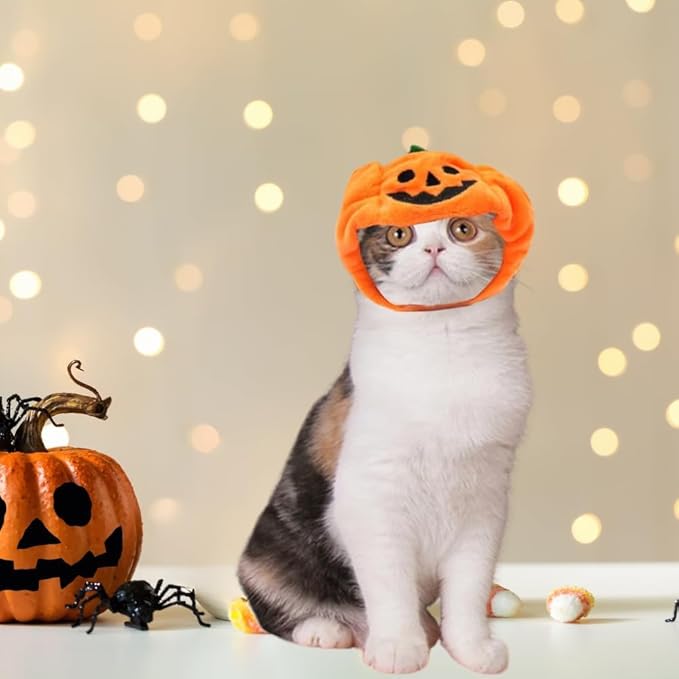 5 Pcs Halloween Cat Costume - Pumpkin Cat Hats, Bat Cosplay Hats - Kitten Puppy Dress Up - Valentines Halloween Easter Costume - Adjustable Accessory Headwear (Wacky Style)