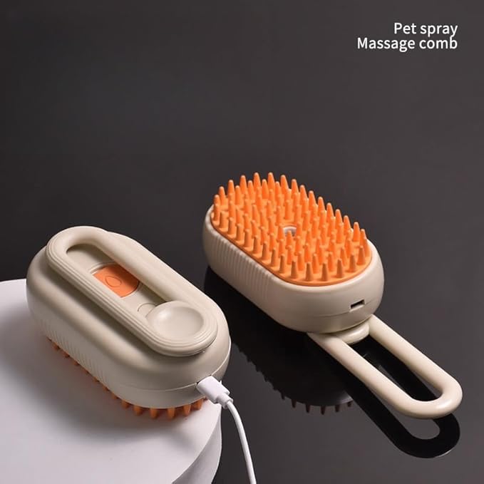 Pet Hair Removal Steam Brush With Enhanced Spray - Long Comb for Shedding - Cloud Care Water Brush for Long & Short Hair - Ideal for Indoor Cats & Dogs