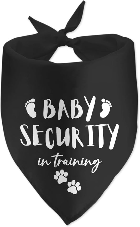 Baby Security in Training Black Dog Bandana Pet Scarf Pregnancy Announcement for Dogs Accessories Lovers Reveal Ideas
