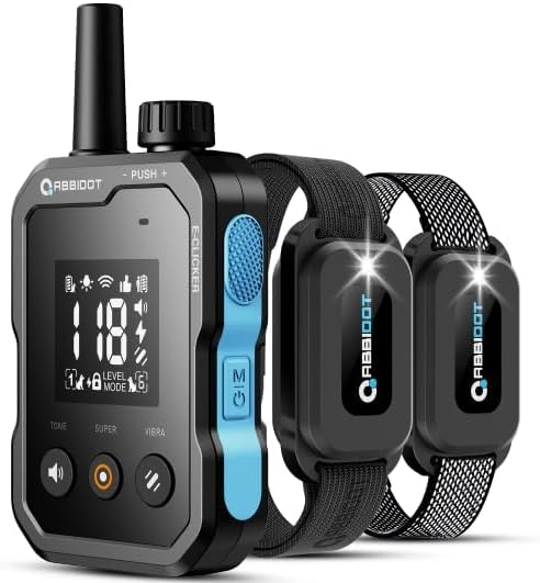 ABBIDOT Dog Shock Collar (5-130 lbs) - 4500 FT Dog Training Collar with Remote, IPX7 Waterproof with 6 Training Modes, Beep, Vibration, Safe Shock, Enhanced Night Light, Rechargeable Electric Collar