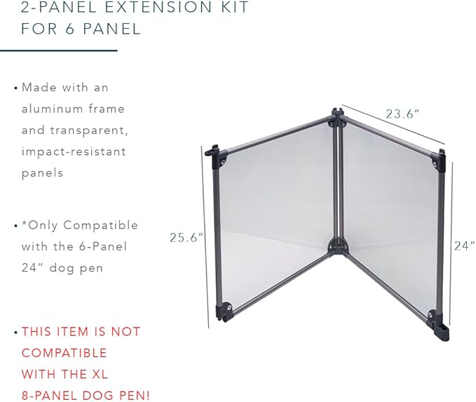 Front Row Foldable Dog Playpen – Durable and Portable Puppy Playpen for Exercise, Rest & Play – Clear Fence Panels with Aluminum Rods and Crate for Dogs and Other Small Pets (Charcoal, 2-Panel)