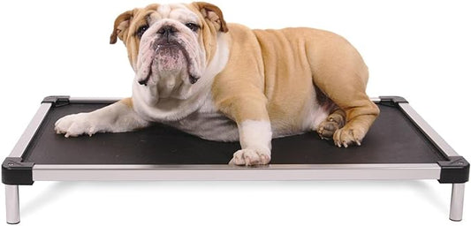 K9 Ballistics Chew Proof Elevated Outdoor Cooling Cot Bed for X Large Dogs - Virtually Indestructible, Preassembled, Withstands Aggressive Chewers - XL, Black Mesh