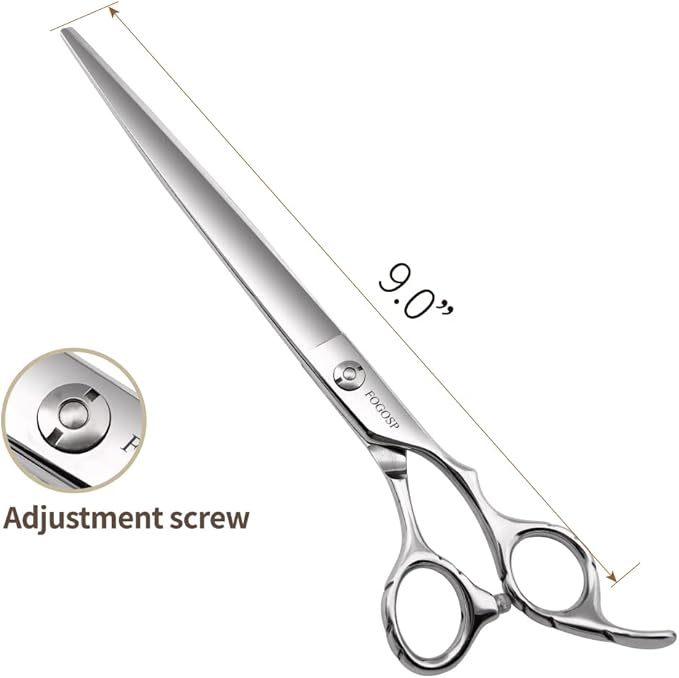 9.0'' Dog Grooming Scissors Straight Professional Pet Grooming Shears for Thick Long Hair Large Dog Cat (9.0 In, Straight)