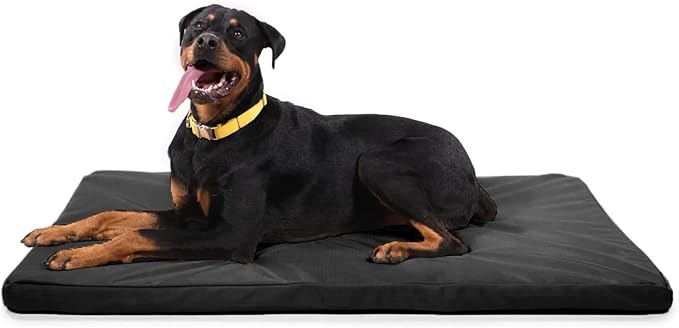 K9 Ballistics Tough Ripstop Orthopedic Crate Bed - Thick, Durable XL Kennel Pad with Washable Cover for Extra Large Dogs, 47 x 29 fits 48” Wire Crate, Obsidian Black