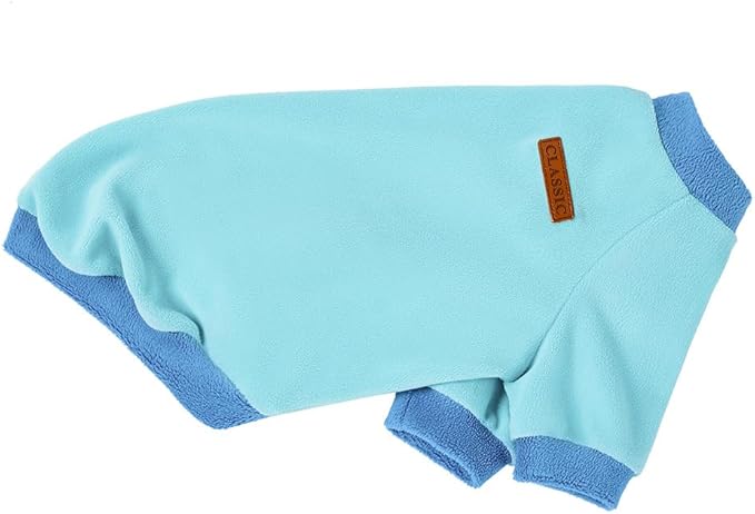 GreenJoy Classic Fleece Dog Sweater – Soft & Warm Stretchy Sweatshirt for Small Dogs & Cats, Cold-Weather Pullover for Everyday Wear (Light Blue, Large)