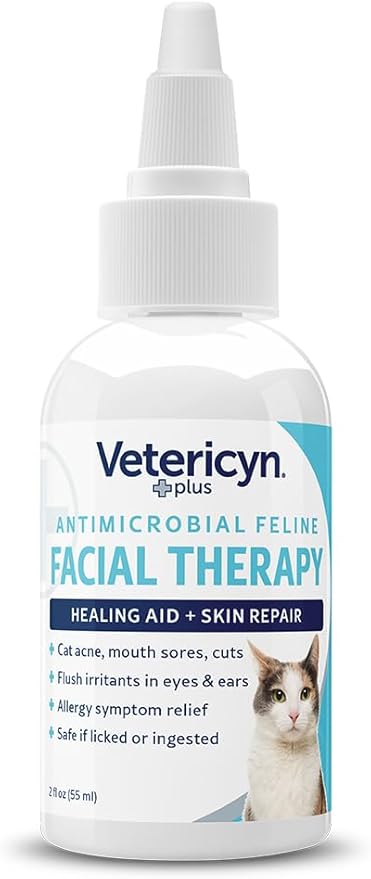Vetericyn Plus Feline Facial Therapy | Healing Aid and Skin Repair for Different Cat First Aid Needs, Including Cat Acne, Cat Ear and Eye Problems. 2 Ounces