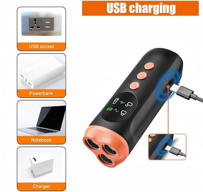 Dog Bark Deterrent Device Rechargeable Anti-Barking Device Ultrasonic Dog Barking Training Control Device Safe Effective Bark Control with LED Flashlight for Dogs Indoor Outdoor