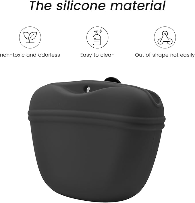 AUDWUD - Silicone Dog Treat Pouch - Clip on Portable Training Container - Convenient Magnetic Buckle Closing and Waist Clip - No BPA