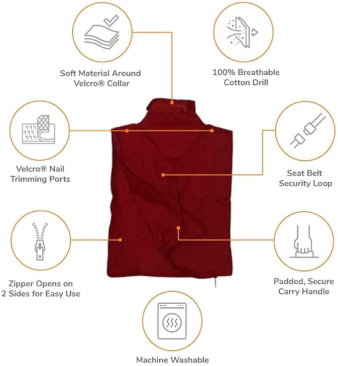 Cat-in-the-Bag Cozy Comfort Carrier - Large Red Cat Carrier Soft and Pet Carrier for Nail Trimming, Vet Visits, Medication Administration, Dental Care, and Travel