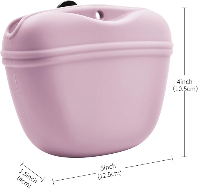 AUDWUD Silicone Dog Treat Pouch,With Dog Training Clicker,Clip on Portable Training Container,Convenient Magnetic Buckle Closing and Waist Clip