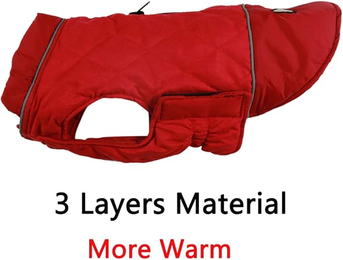 Reversible Dog Coats for Large Dogs Waterproof Warm Dog Jacket for Cold Winter,Red XXL