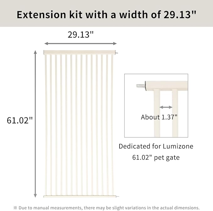 Lumizone Extra Tall Cat Gate Extension Kit 61.02" High Pressure Mounted 29.17" Extra Wide 1.37" Gap No Drilling Tall Pet Gate for Dogs (Cream, 29.17"/74cm)