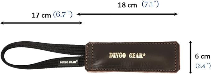 Dingo Gear Dog Bite Tug Handmade of Brown Grain Leather Strong, Chocolate, 0.1 kg