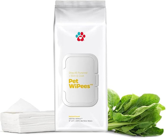 Dog All Purpose + Skin & Coat Pet WiPees™ – 100 All Natural Cleaning & Moisturizing Dog Wipes for Paws, Folds & Fur, Dog Lotion Alternative, Daily Pet Wipes for Skin & Coat Health (Natural, 100ct)