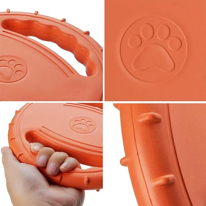 Orange Flying Disc Toy for Dog Outdoor Puppy Dog Pull Loop Toy Water Swimming Pool Lawn Yard Animal Activity Training Toys Sports Gift- 8.26" Interactive and Fun Training Doggy Paddle Flyers