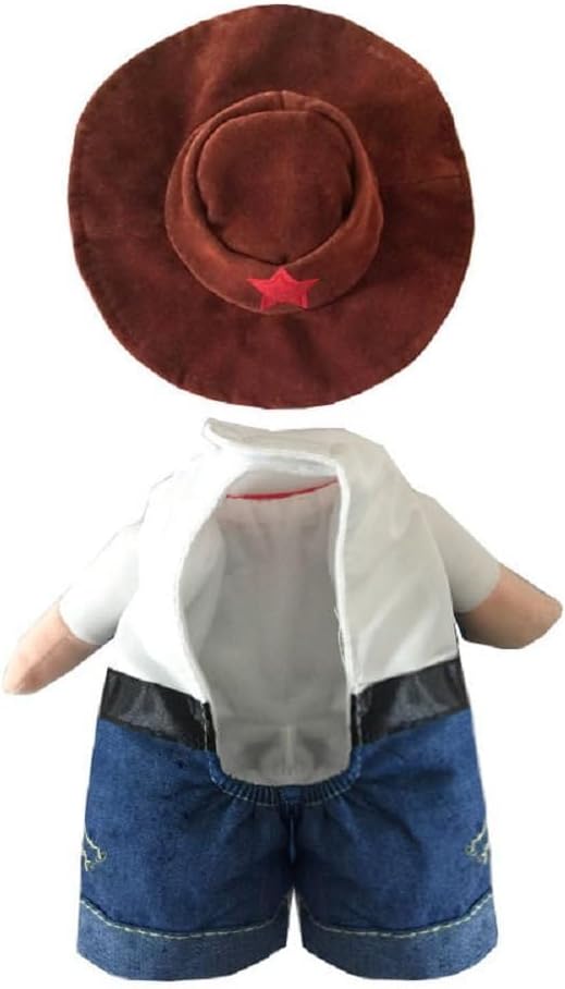 NACOCO Cowboy Costume with Hat for Cat and Small Dog - Halloween Clothes (Large) Blue