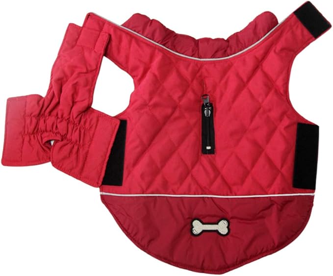 Reversible Dog Coats for Large Dogs Waterproof Warm Dog Jacket for Cold Winter,Red XXL