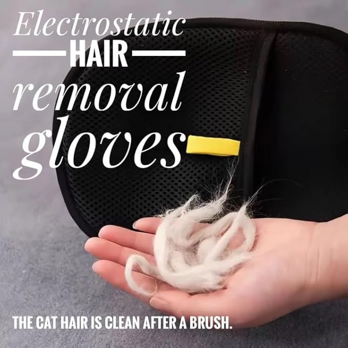 Pet Hair Removal Gloves, Black, Washable and Reusable, for Cats and Dogs, Furniture Cleaning