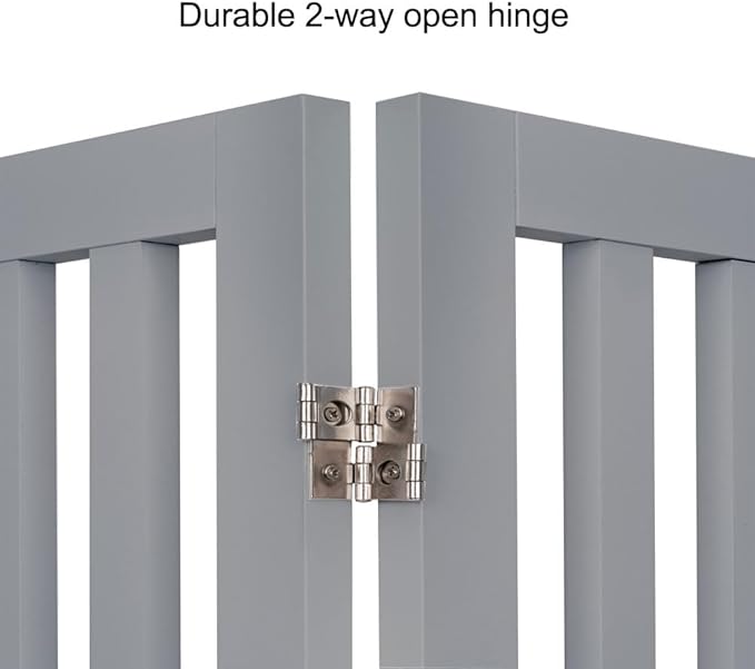 unipaws 36”H Free Standing Pet Gate for Dog and Cat, Wooden Dog Gates for Doorway, Stairs, Room Divider, Step Over Foldable Pet Fence for The House, Expandable Barrier, Indoor Use, Grey