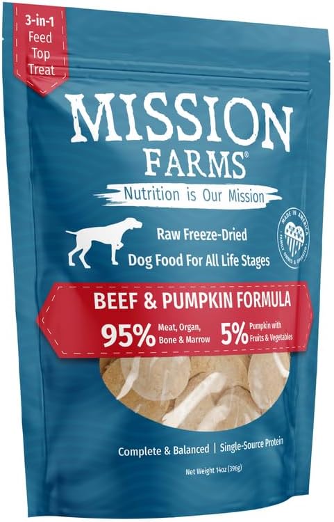 Mission Farms Freeze-Dried Raw Formula Dog Food (14 Oz, Beef & Pumpkin)