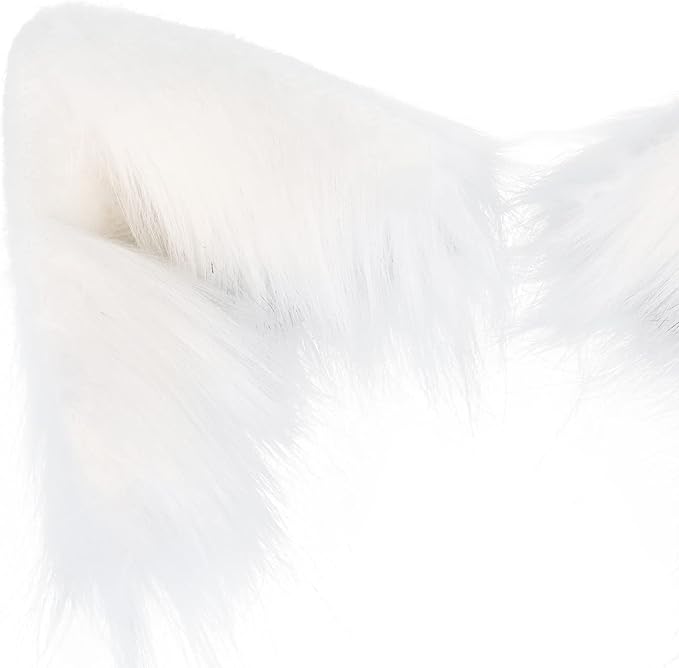 Cat Ears and Wolf Fox Animal Tail Cosplay Costume Faux Fur Hair Clip Headdress Halloween Leather Neck Chocker Set