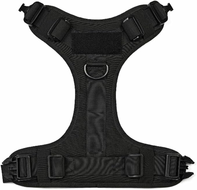 Tactical Dog Harness with Handle, Collar & Leash Set – No Pull Dog Vest with Adjustable Buckles, Reflective Patches & Heavy-Duty Nylon for Medium Dogs (Black)