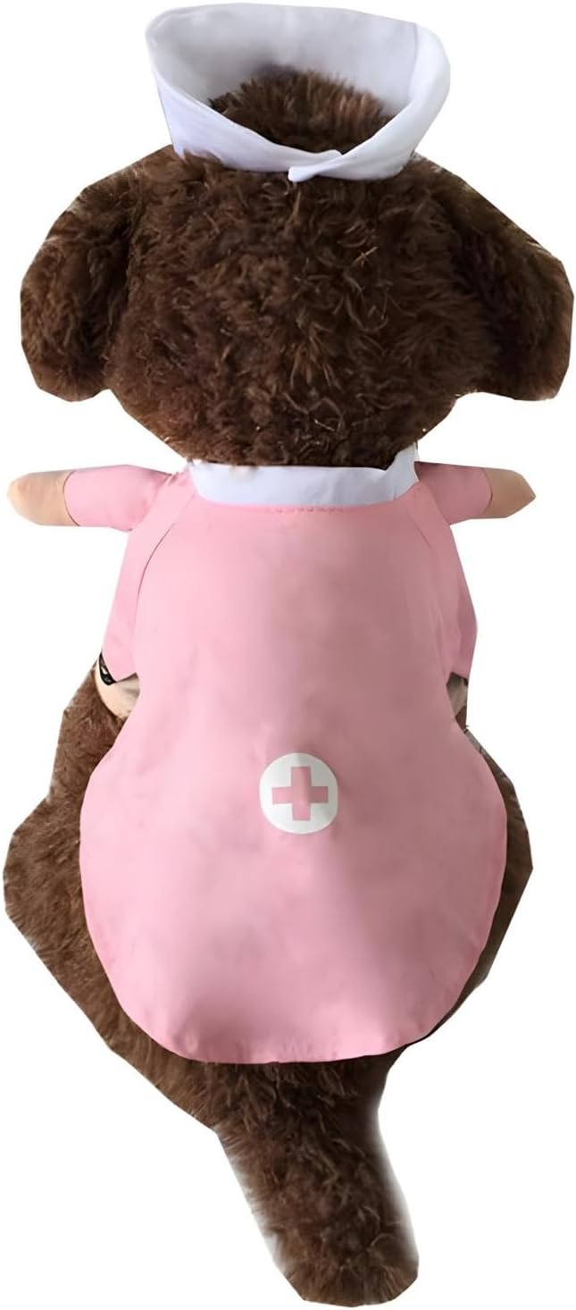 NACOCO Dog Cat Nurse Costume Pet Nurse Clothing Halloween Jeans Outfit Apparel (M)