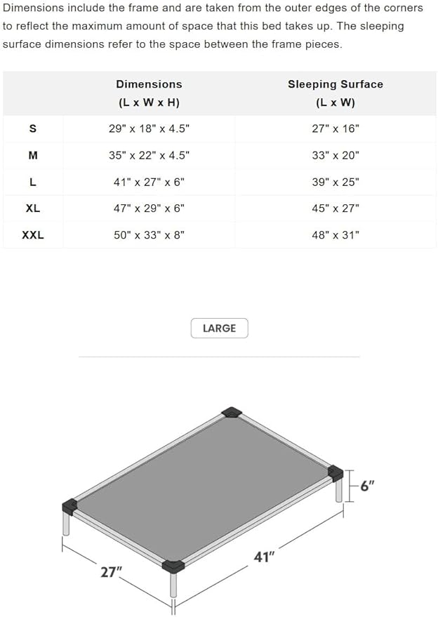 K9 Ballistics Chew Proof Elevated Outdoor Cooling Cot Bed for Large Dogs - Virtually Indestructible, Preassembled, Withstands Aggressive Chewers - L, Ripstop Blue Quartz