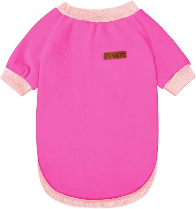 GreenJoy Classic Fleece Dog Sweater – Soft & Warm Stretchy Sweatshirt for Small Dogs & Cats, Cold-Weather Pullover for Everyday Wear (Dark Pink, Small)