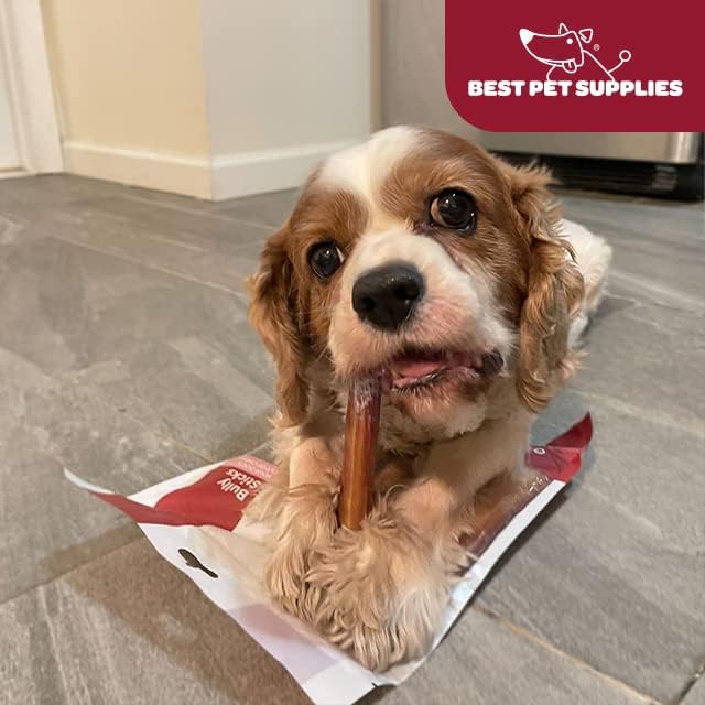 GigaBite Single Ingredient All Natural Free Range Bully Treats and Chews - Bully Sticks/Bladder Sticks/Beef Esophagus by Best Pet Supplies - Bully Sticks (Monstrous 6"), Pack of 8