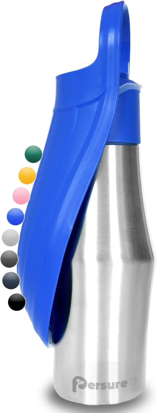 27 OZ Dog Water Bottle Portable Stainless Steel Convenient Pet Water Dispenser, Leak Proof Puppy Travel Water Bowl for Dog Outdoor Walking, Hiking, Perfect Size for All Dog Breeds, Blue