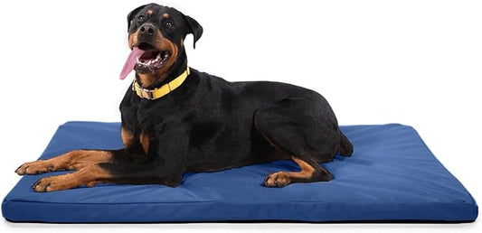 K9 Ballistics Tough Ripstop Orthopedic Crate Bed - Thick, Durable XL Kennel Pad with Washable Cover for Extra Large Dogs, 47 x 29 fits 48” Wire Crate, Blue Quartz