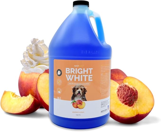 Bark2Basics Brighten White Dog Shampoo, 1 Gallon, Natural, Chamomile, Revives Vibrant Natural Color of Coat, Lustrous Shine, Whitens, Removes Stains, Professional
