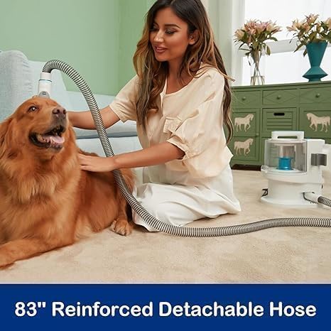 Pet Grooming Kit with 3.4L Oversized Vacuum Suction - 99% Pet Hair Removal - Professional Dog Clippers & Shedding Tools for Cats, Teddy, Poodle, Golden Retrievers (Metallic Orange & White)