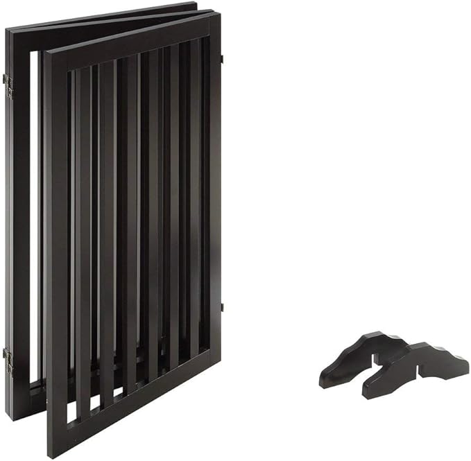 unipaws 36" H Free Standing Pet Gate for Dog Cat, Tall Wooden Dog Gates for Doorway, Stairs, Foldable Pet Fence for The House, Expandable Dog Barrier, Indoor Use, Espresso