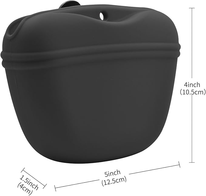 AUDWUD - Silicone Dog Treat Pouch - Clip on Portable Training Container - Convenient Magnetic Buckle Closing and Waist Clip - No BPA