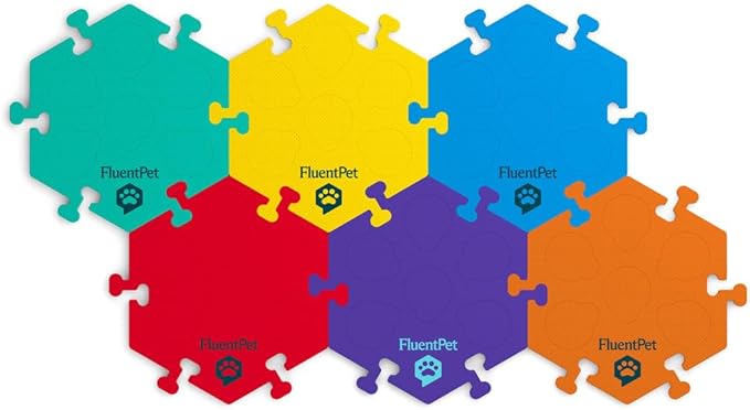 FluentPet HexTiles - Bold 6-Pack | Accessory Dog and Cat Button Learning Kits | Can Hold Up to 6 Buttons | Soft, Durable, and Non-Slip | Gift for Pet Lovers | Comes in 12 Colors