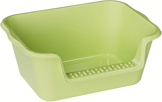 Small Cat Litter Box with High Sides,Cat Litter Pan Tray,High Wall Kitty Litter Box with Anti-Leakage Top Low Entry for Indoor Senior Cats & Multi Cats,Non-Sticky,Easy to Clean (Green)
