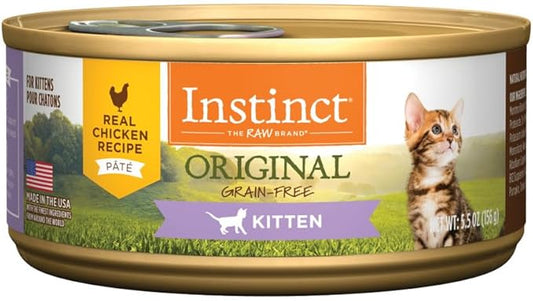Instinct Original Kitten Wet Cat Food, Pate, Grain-Free - Real Chicken, 5.5 oz. Cans (Pack of 12)