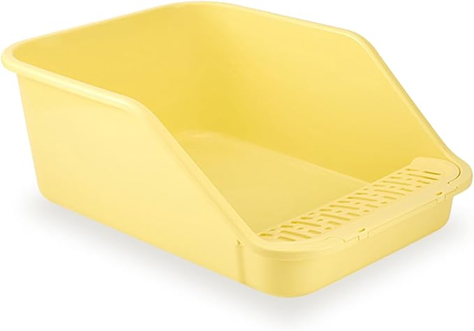 SpaceTime Large Cat Litter Box with High Sides,Cat Boxes for Indoor Cats,Cat Litter Pan for Kitty,Litter Box with Low Entry,Easy to Clean,Anti-Splashing(Yellow)