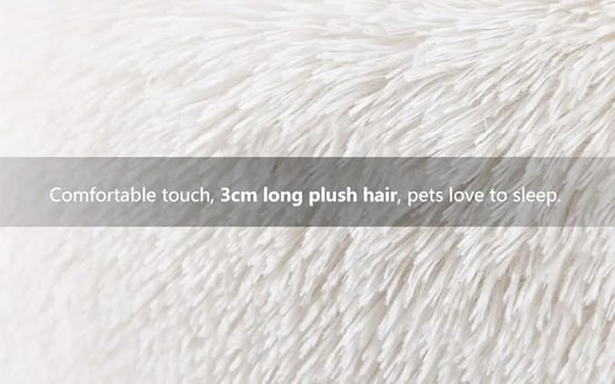White Faux Fur Cat & Dog Beds 20 inches - Washable Dog Beds for Small Medium Dogs, Anti-Anxiety, Round Plush, Fluffy Thick Bottom